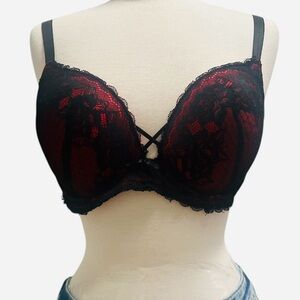 HUSH - Luxe Black and Red Lace Bra